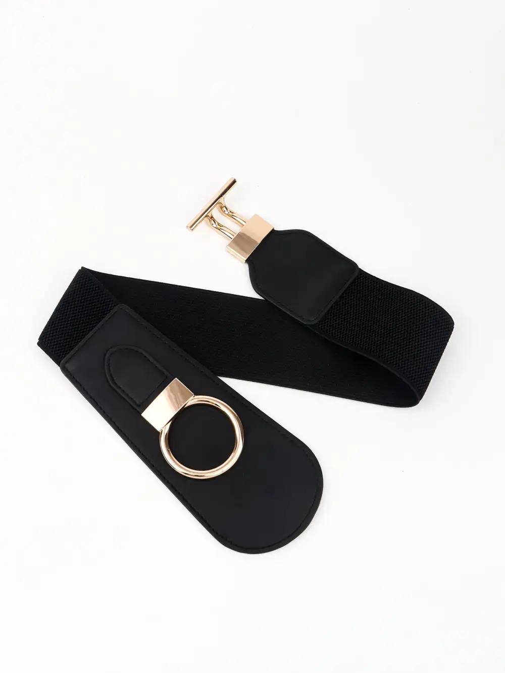 Wide Buckle Stretch Belt