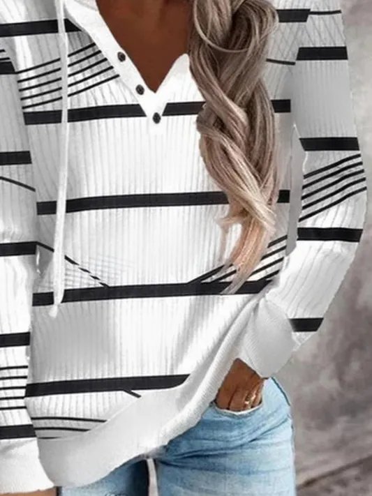 Striped Casual Hoodie Sweatshirt