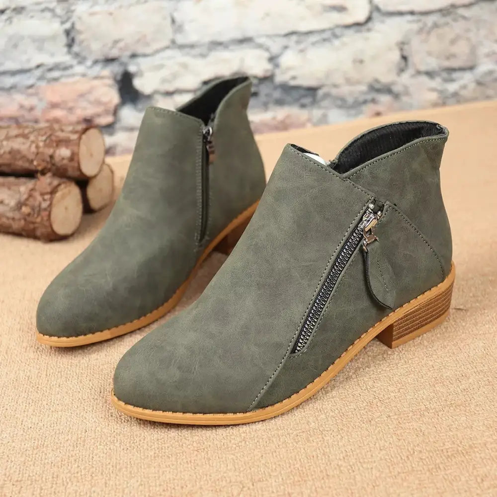 Side-Zip Block Heel Boots
