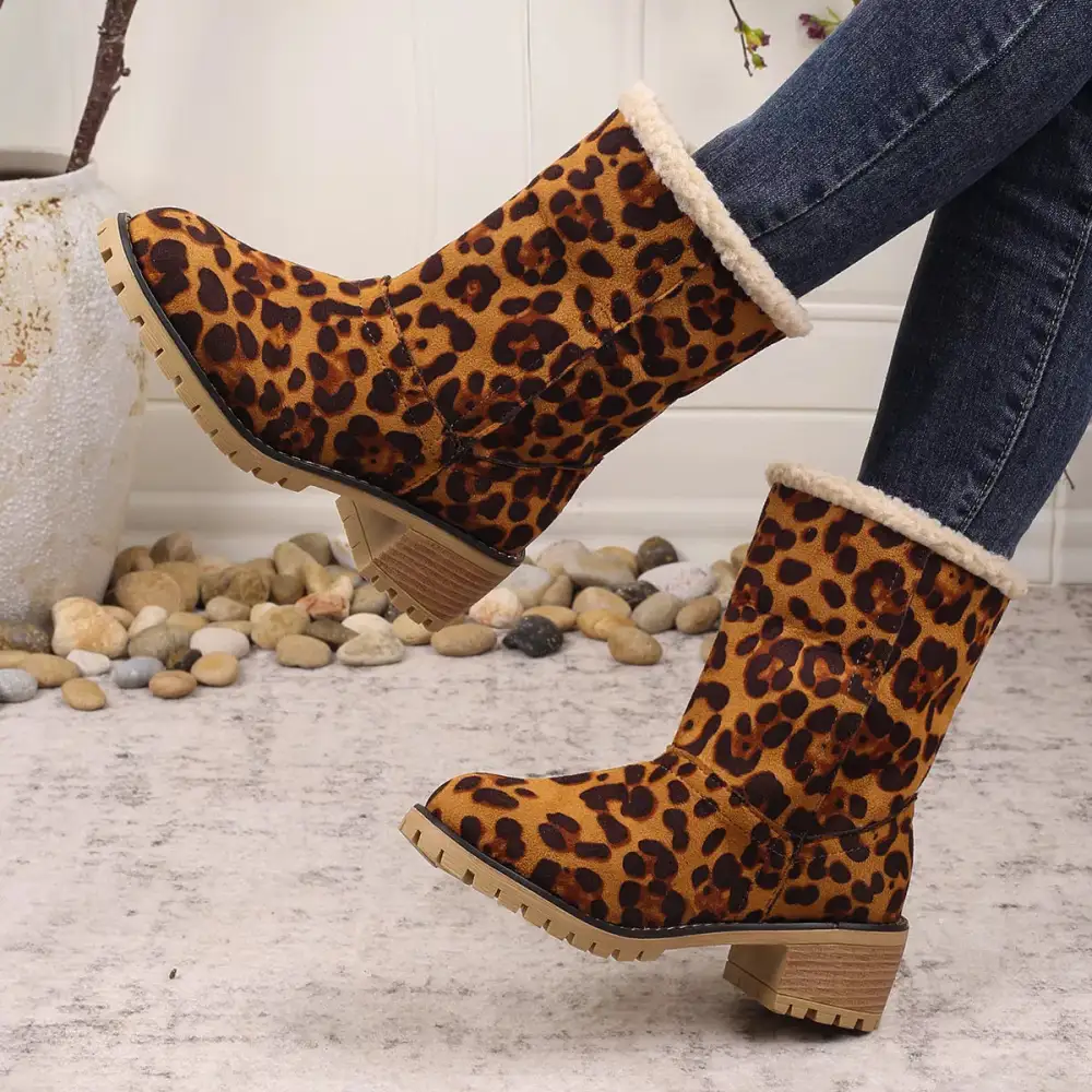 Print Plush Lined Boots