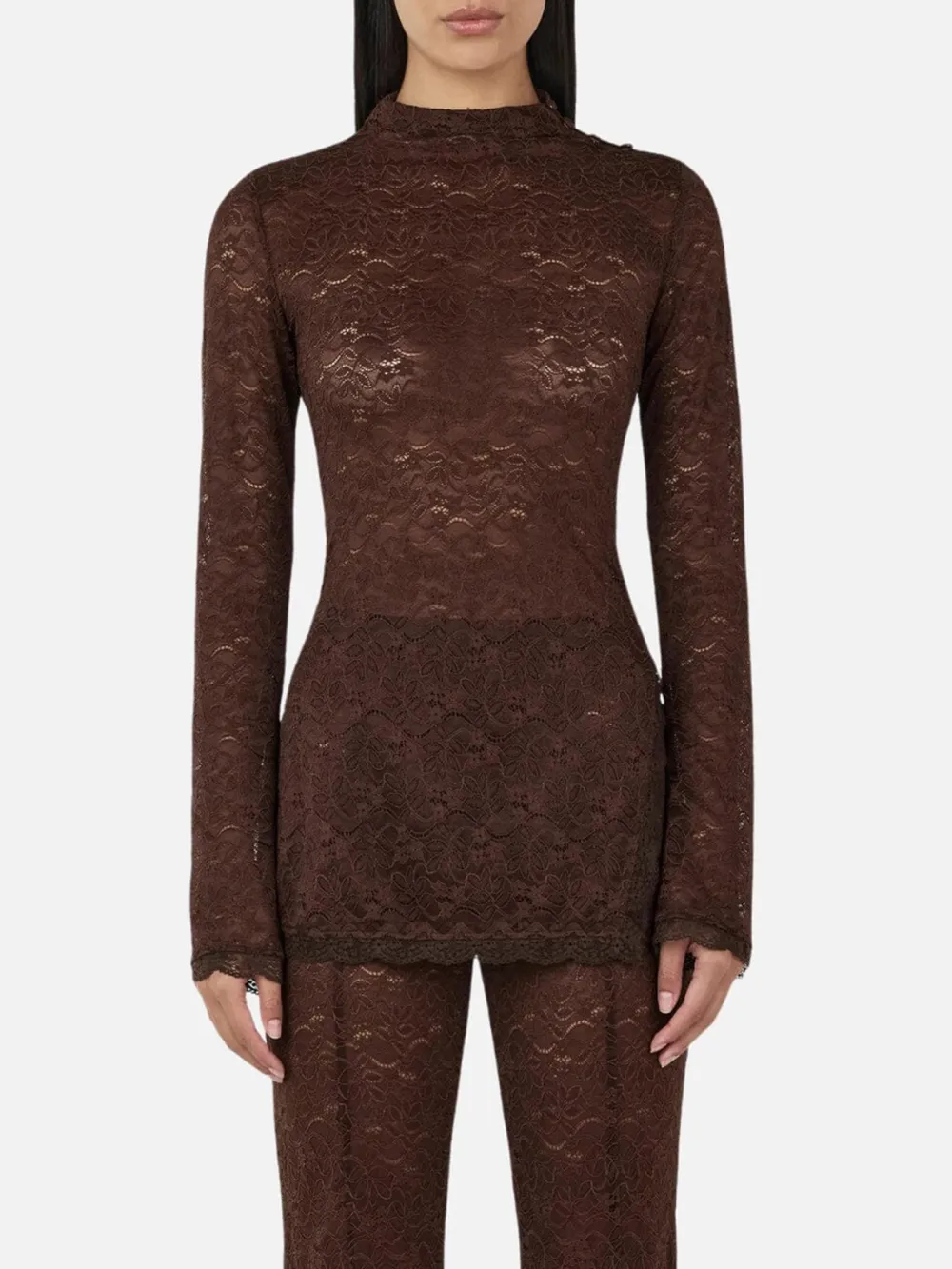 Lace Texture Long Sleeve Top