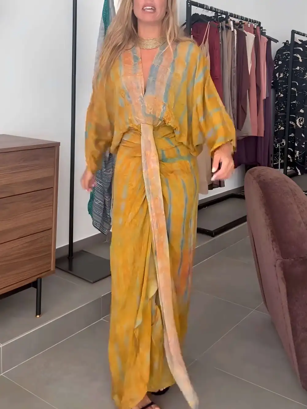 Bohemian Tie Dye Print Maxi Dress