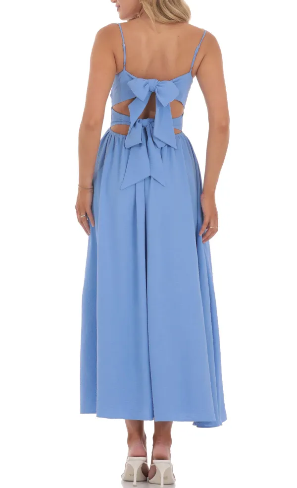 Front Twist Midi Dress In Blue