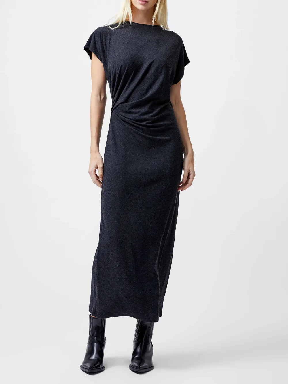 Soft Knit Boat Neck Solid Dress