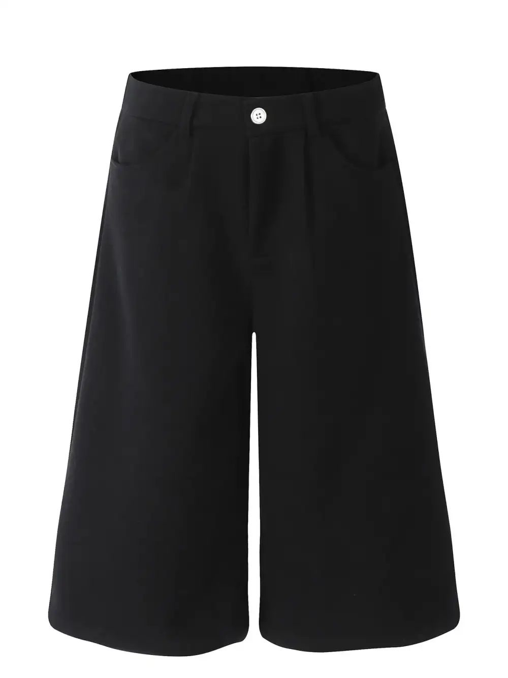 Minimal Wide Leg Cotton Blend Casual Shorts