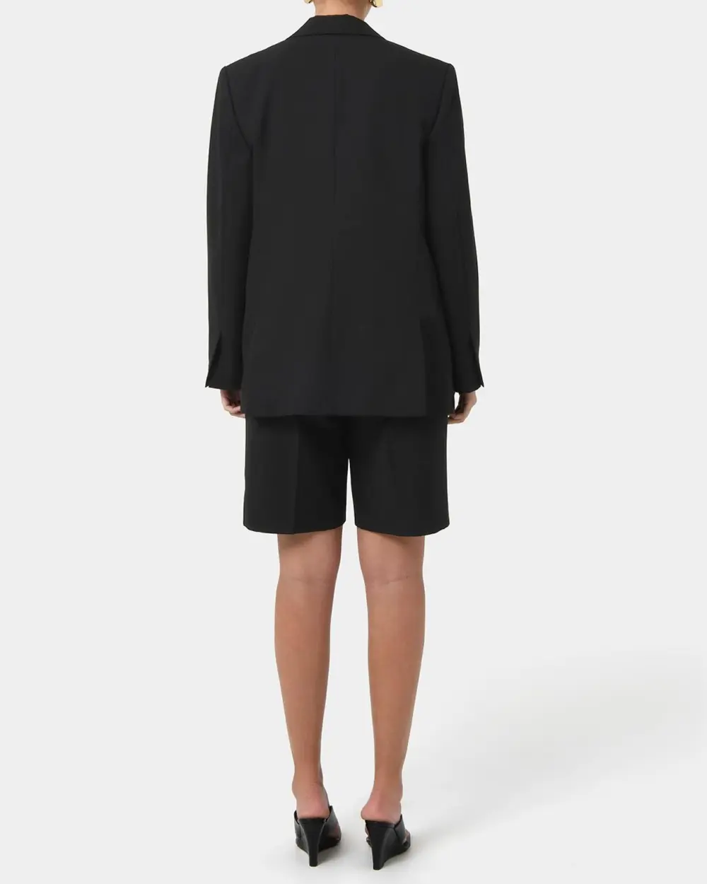 Minimalist Cuff Design Tailored Blazer -Black