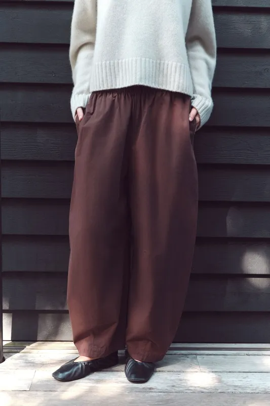 Ganache Voluminous Cotton Barrel-Leg Pant