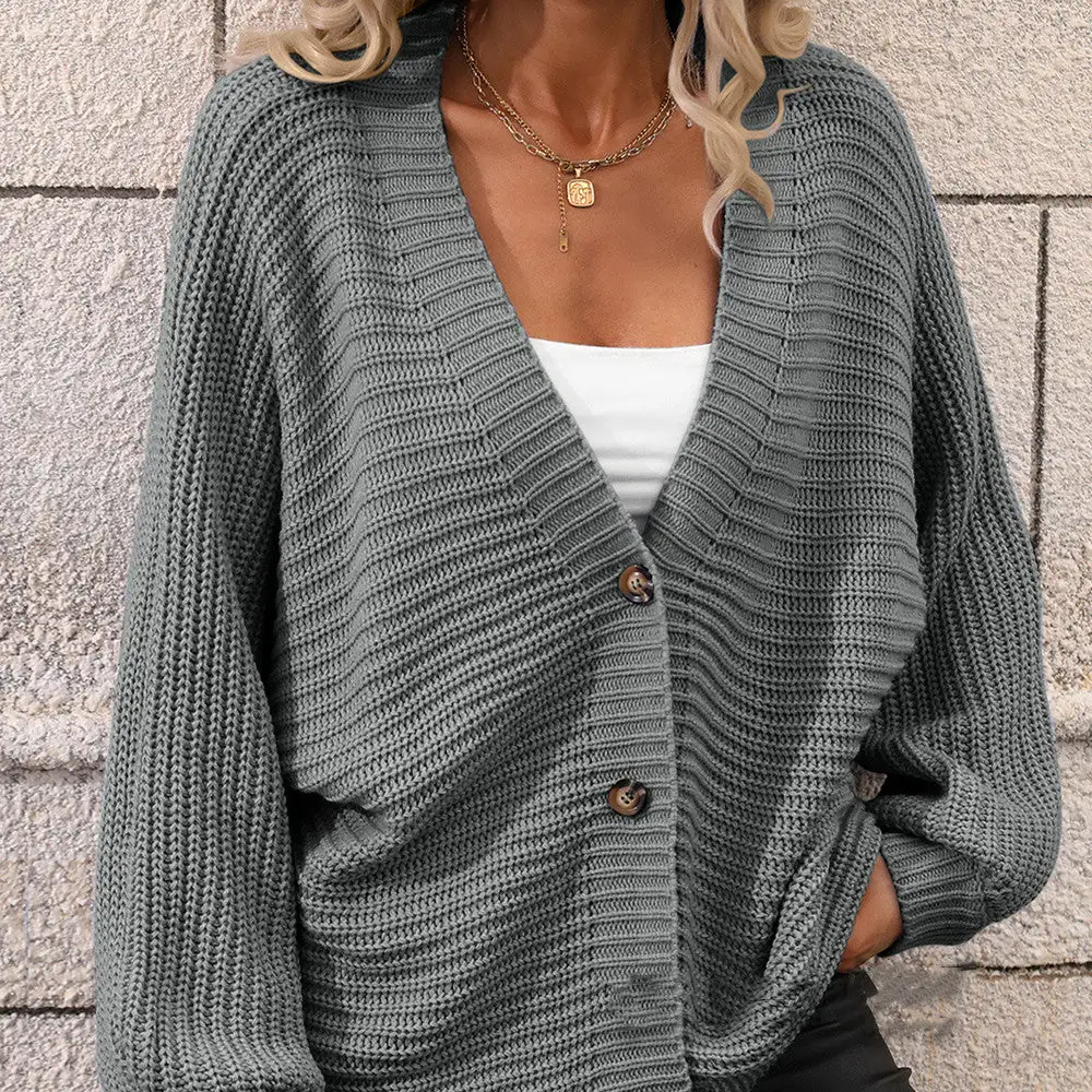 Women's Knit V-Neck Button Cardigan Sweater in 6 Colors S-XL