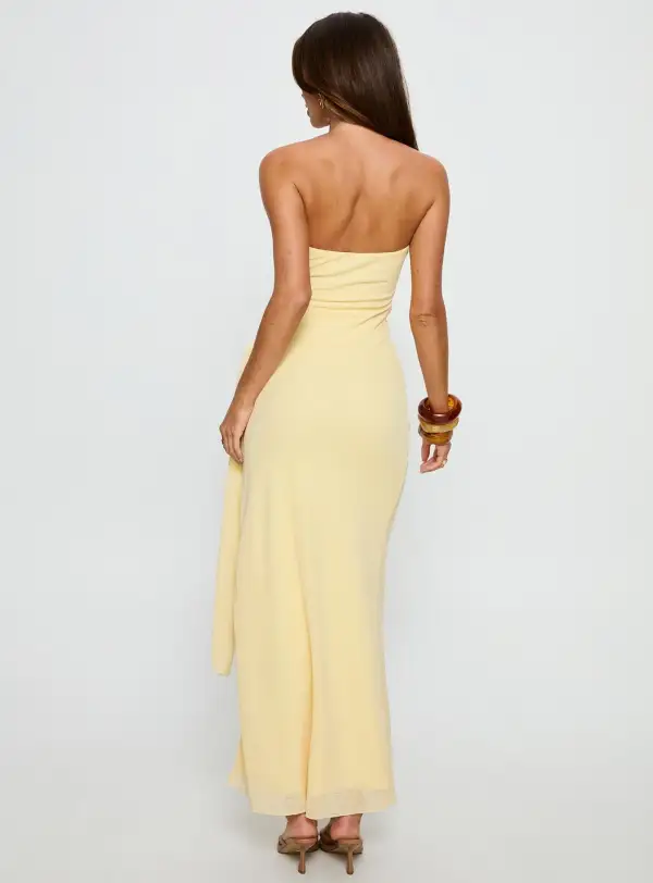 Scarf Detail Strapless Maxi Dress