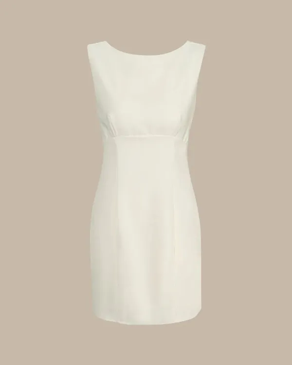 Boat Neck White Dress
