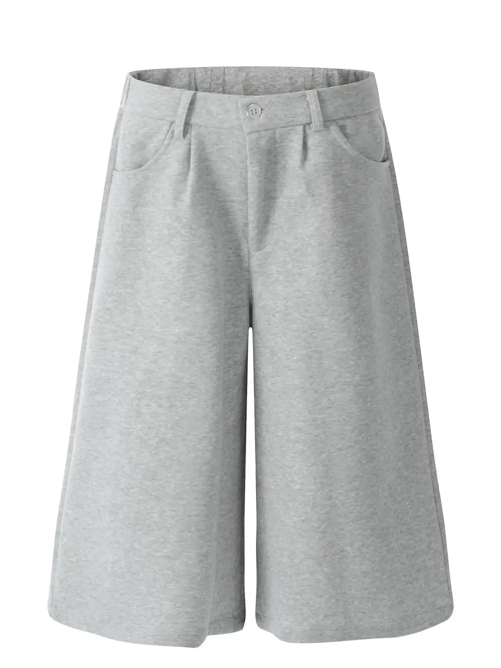 Minimal Wide Leg Cotton Blend Casual Shorts