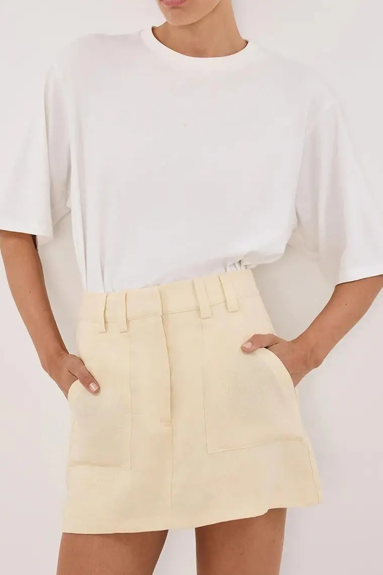 LEMON LINEN SKORT