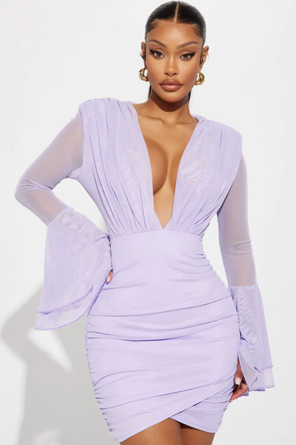 Juliet Ruched Mini Dress - Lavender