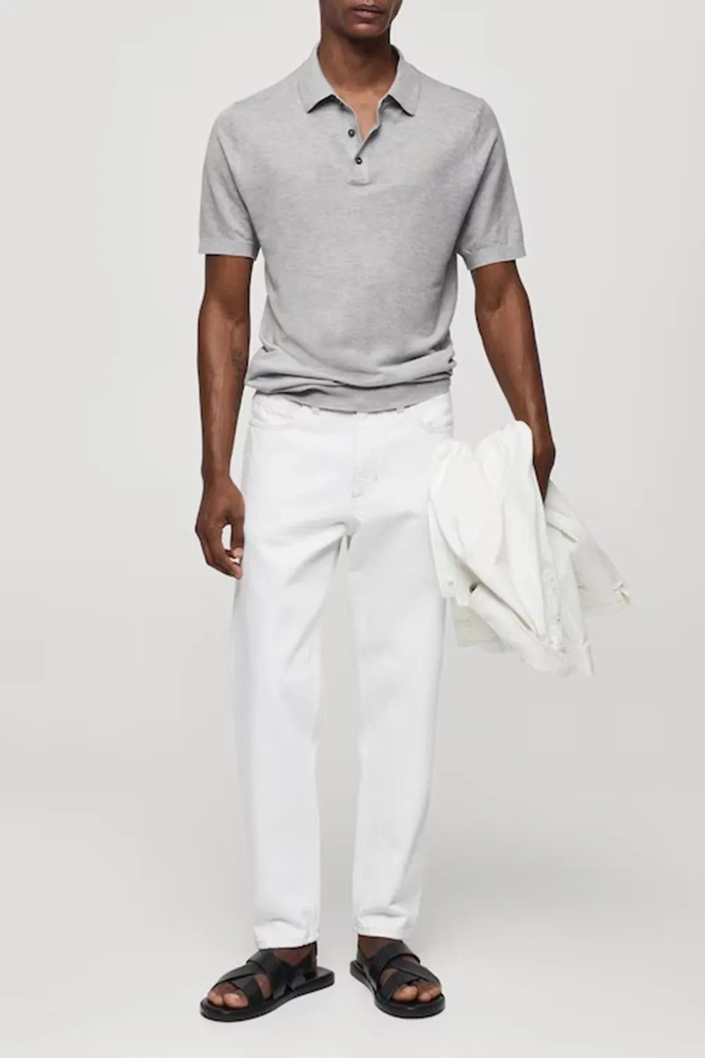 Buttoned Micro-Structure Knitted Polo Shirt