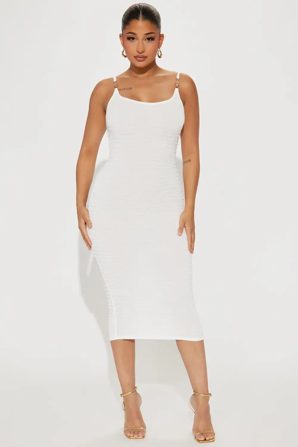 Sunshine Textured Midi Dress - Off White