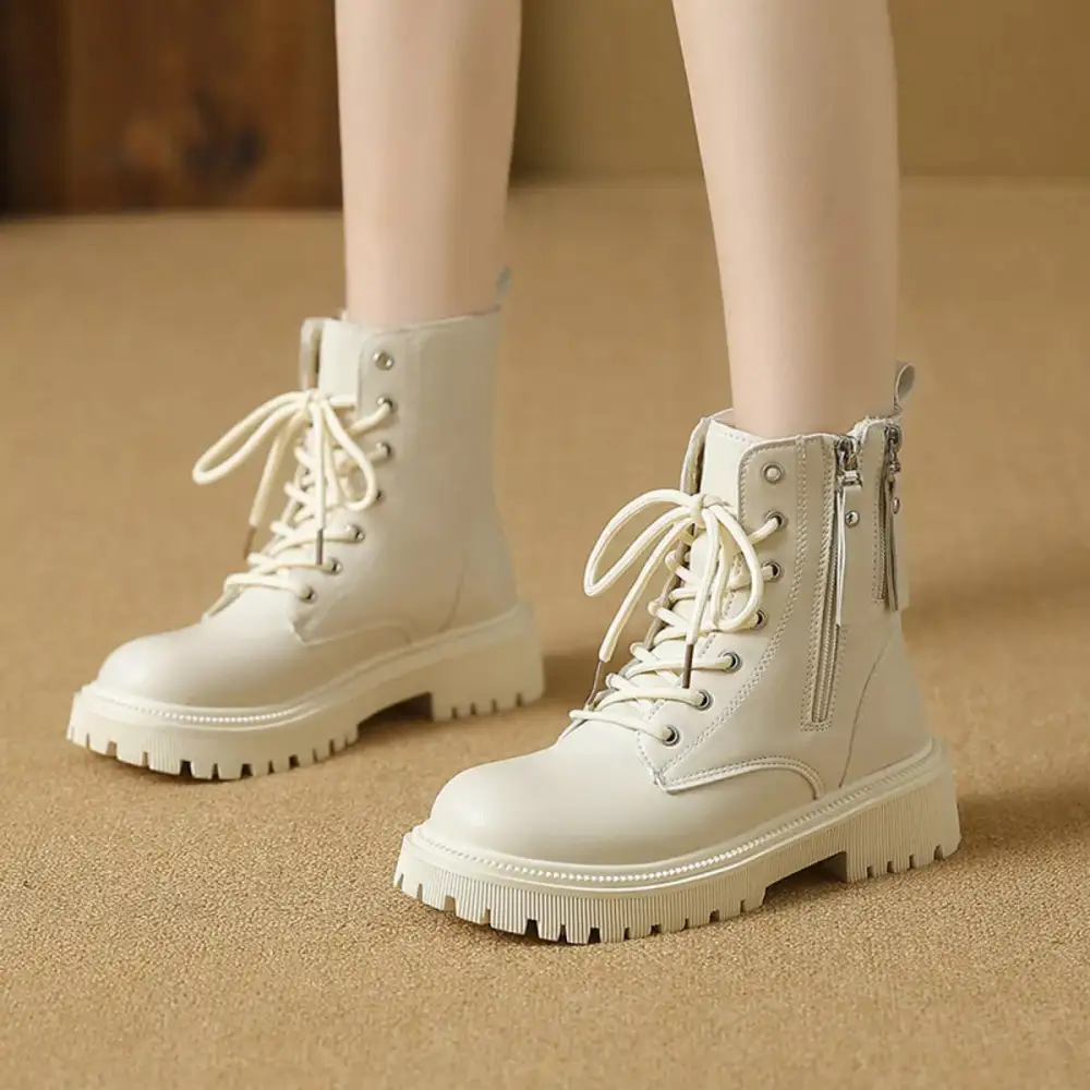 Refined Lace-Up Ankle Combat Boots