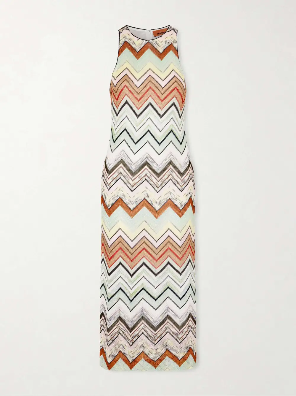 Elegant Geometric Zigzag Print Sleeveless Midi Dress
