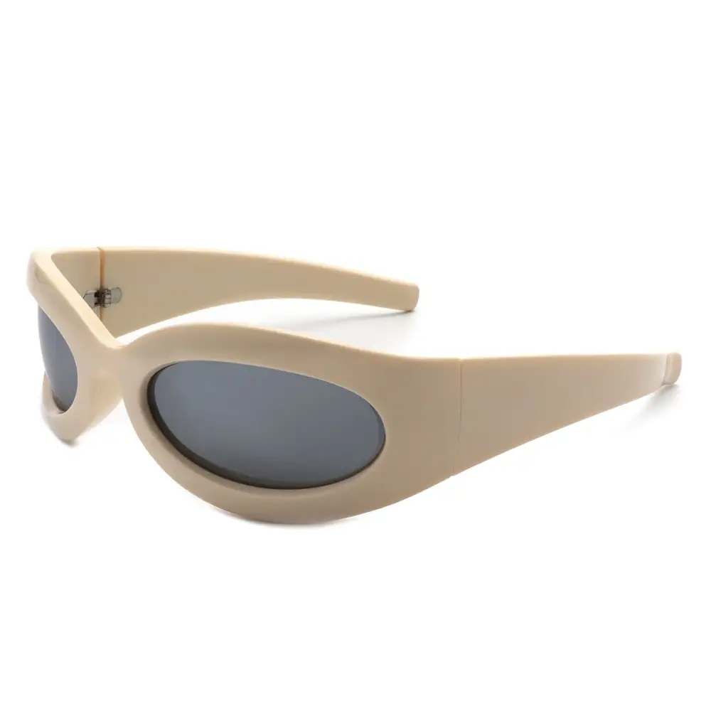 Patterned Oval Round Frame Sunglasses