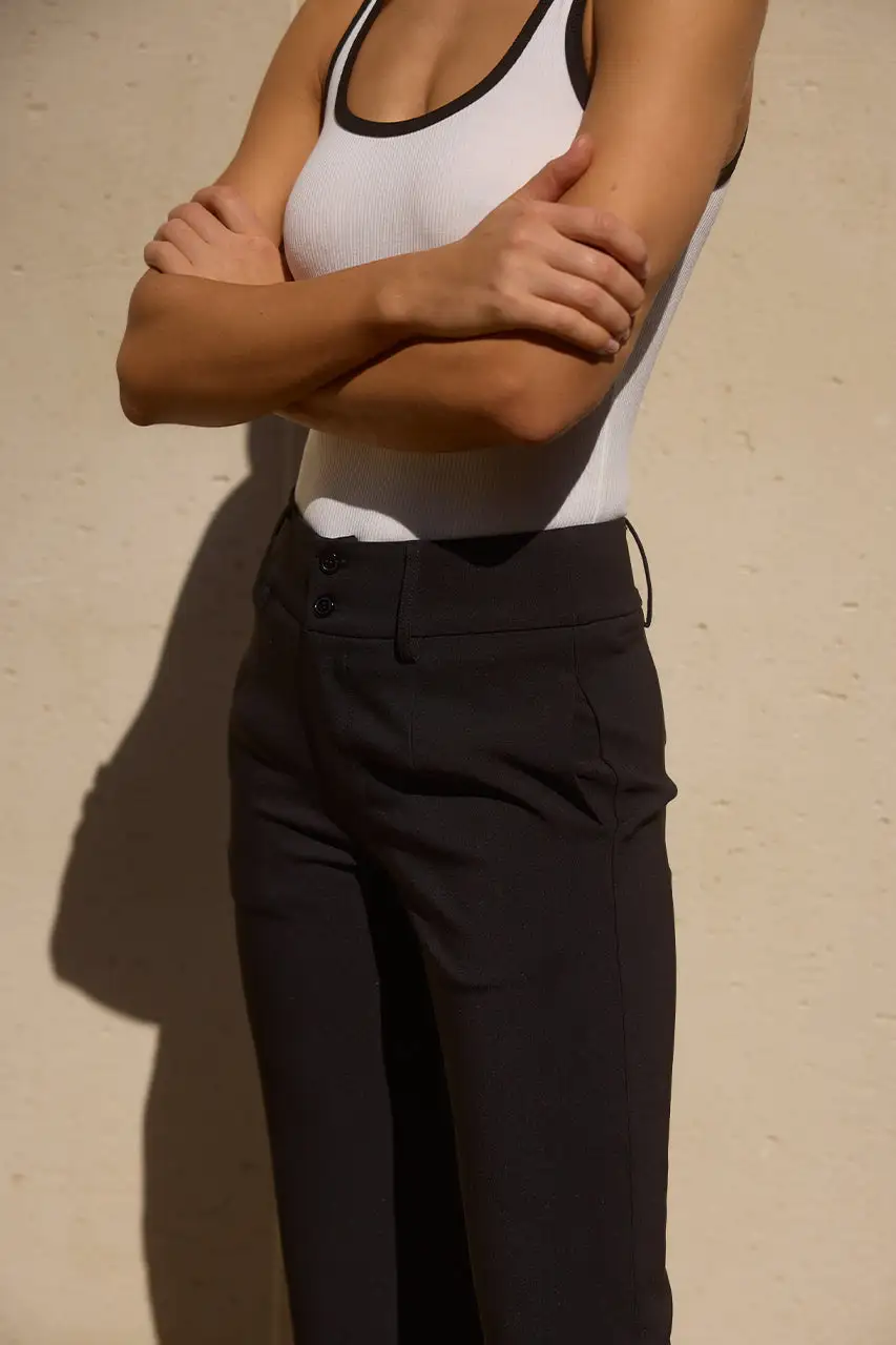 Black Button-Down Pants