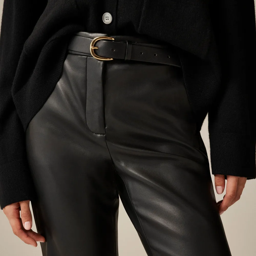 Faux Leather Straight-Leg Pants