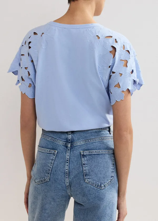 Artistic Design Round Neck Hollow Solid Color Top