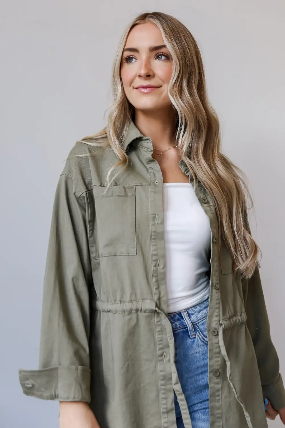 FINAL SALE - Edgy Arrival Olive Denim Jacket