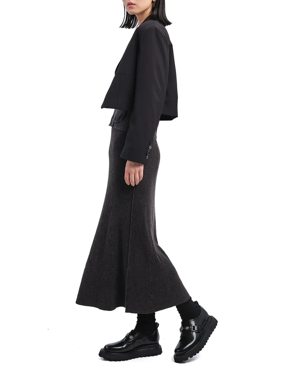 Cropped Double - Breasted Blazer Jacket