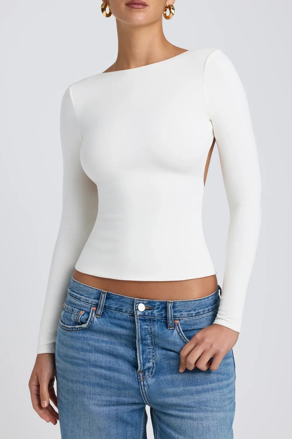 Versatile Basic Backless Long Sleeves