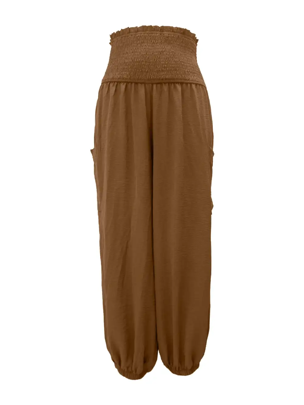 Full Size Smocked Waist Harem Pants with Pockets