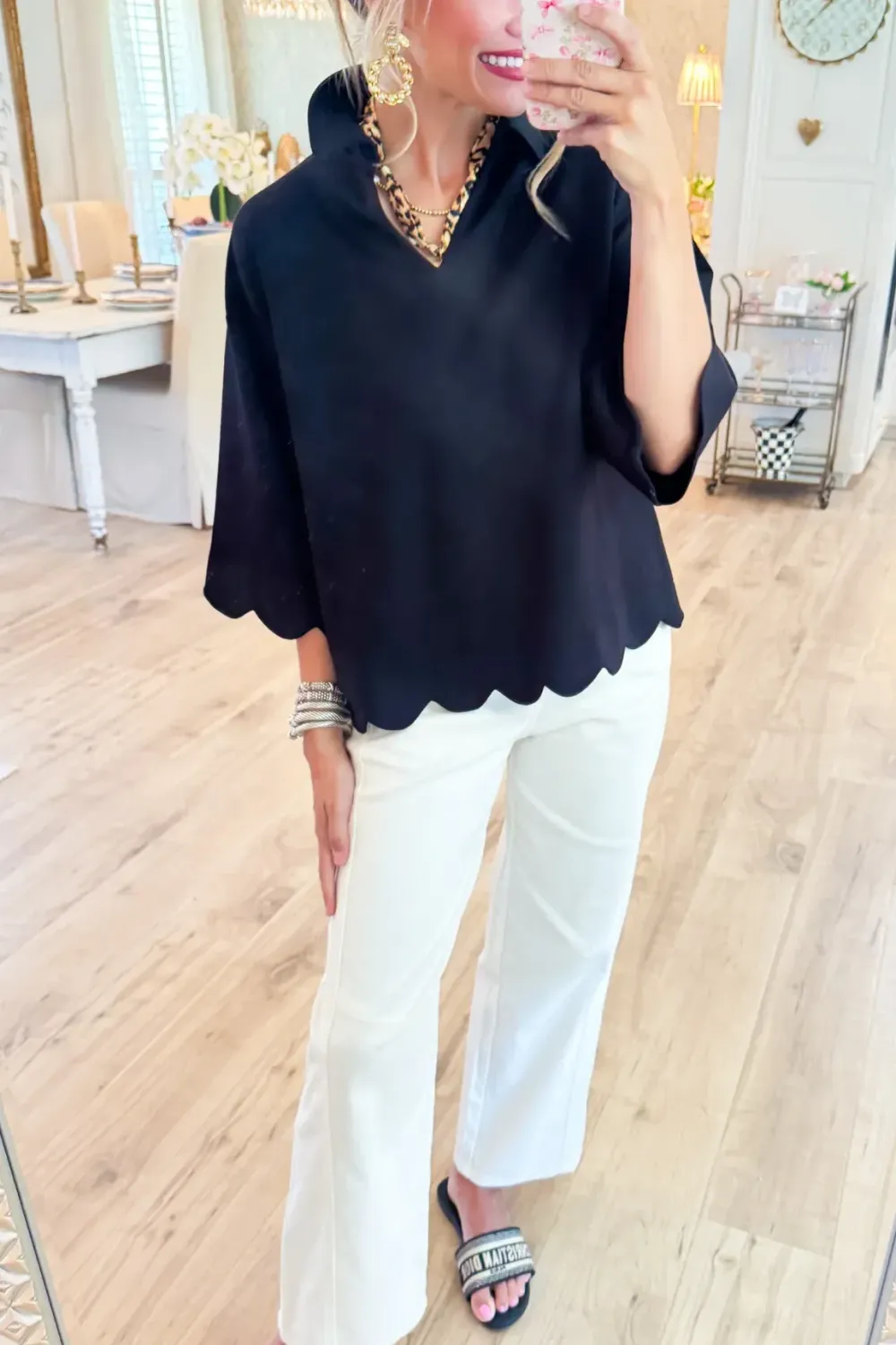 Scallop Edge Knit Top