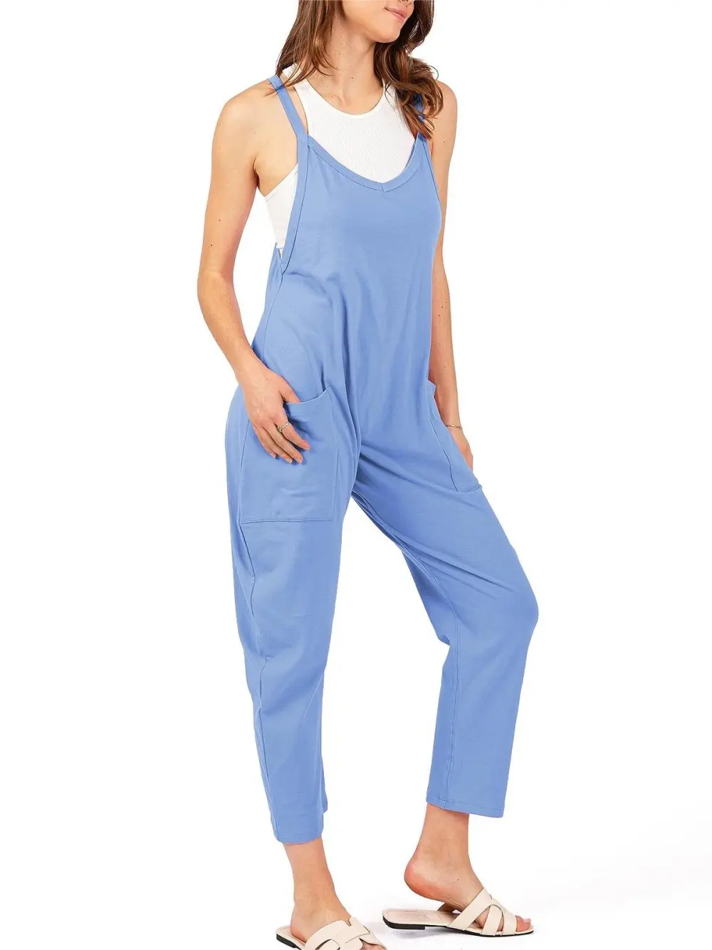 Hot Pink Sleeveless Pocketed Jumpsuit
