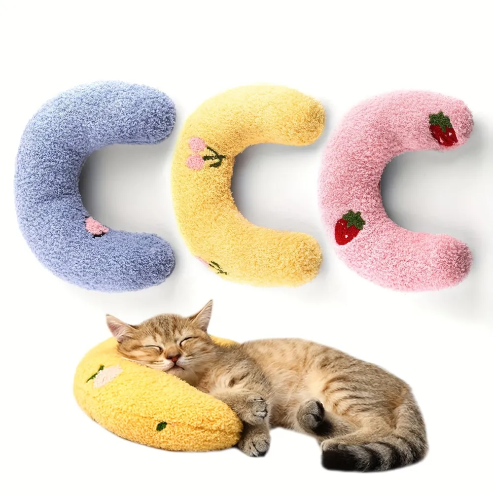 Plush C-Shaped Cat Pillow
