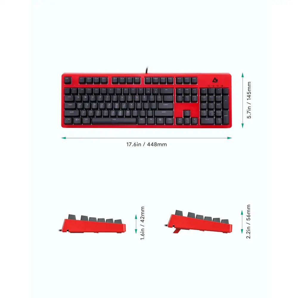 AUKEY KMG18 Red Mechanical Keyboard Red Switches 104key with Gaming Software