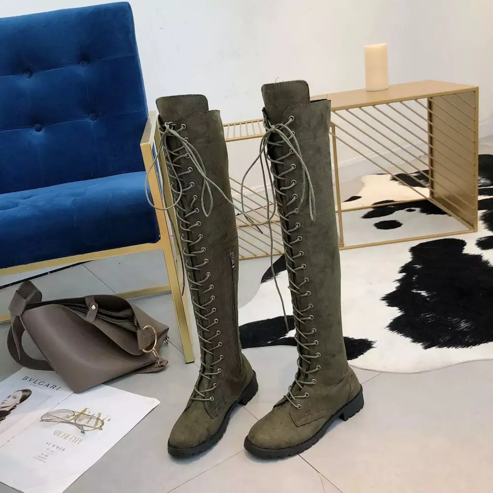 Lace-Up Over Knee Boots