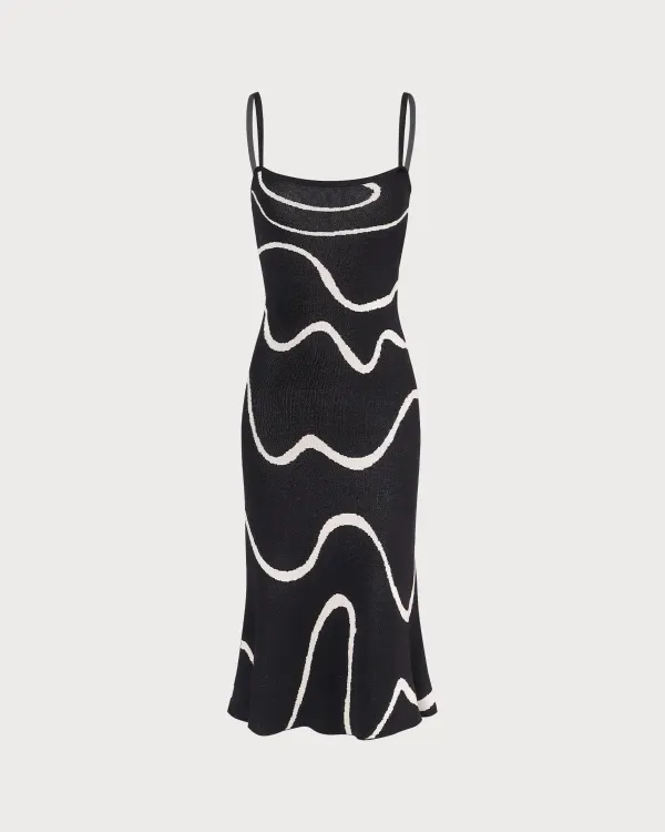 Slim Fit Black And White Dress