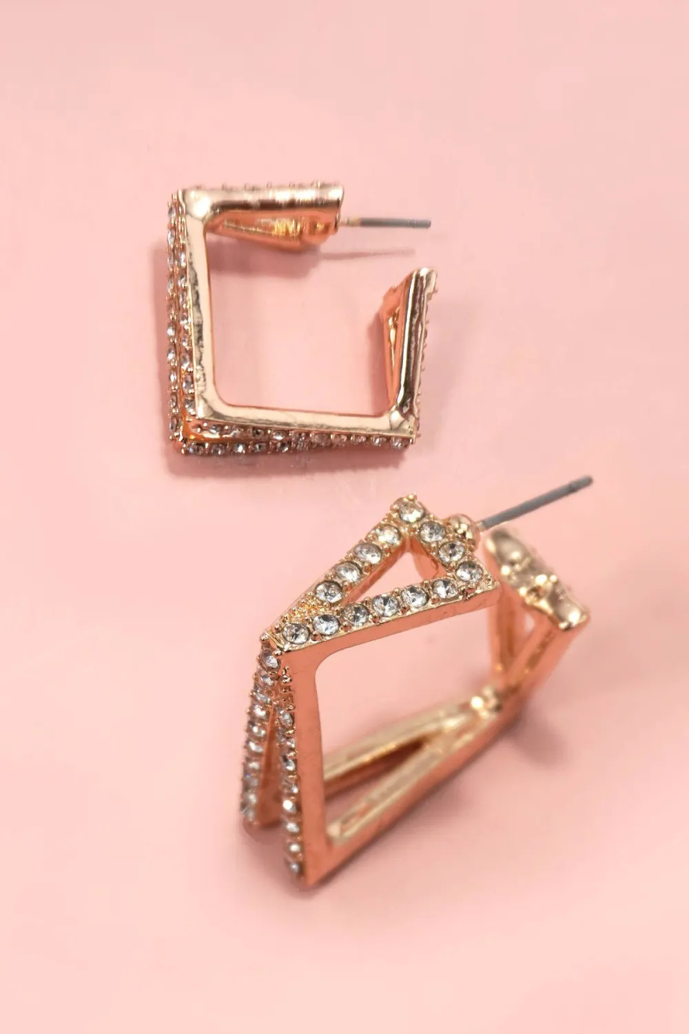 Square Rhinestone Stud Earrings