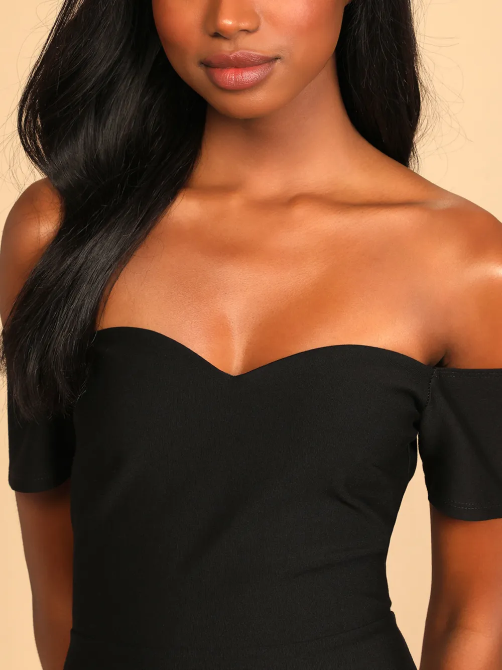 Black Off-The-Shoulder Midi Dress
