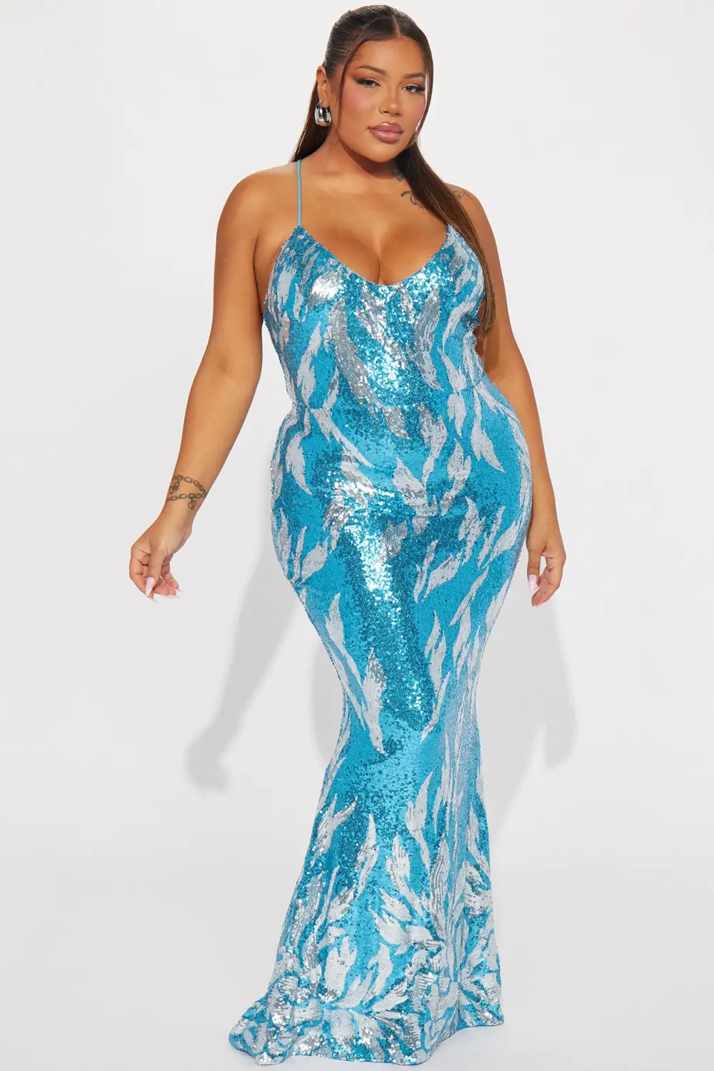 Raelyn Sequin Maxi Dress - Blue/Silver