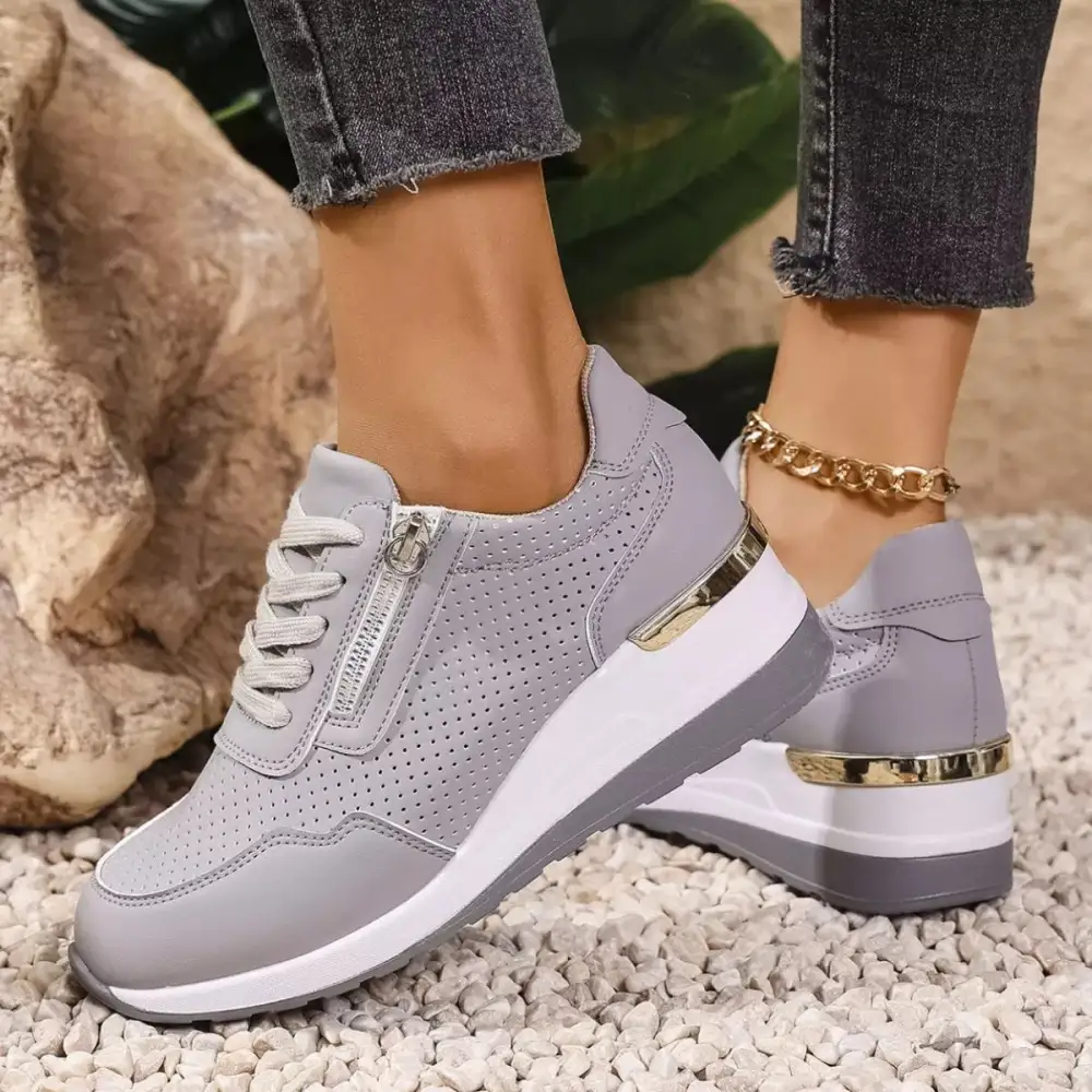 Relaxed Lace-Up Wedge Sneakers