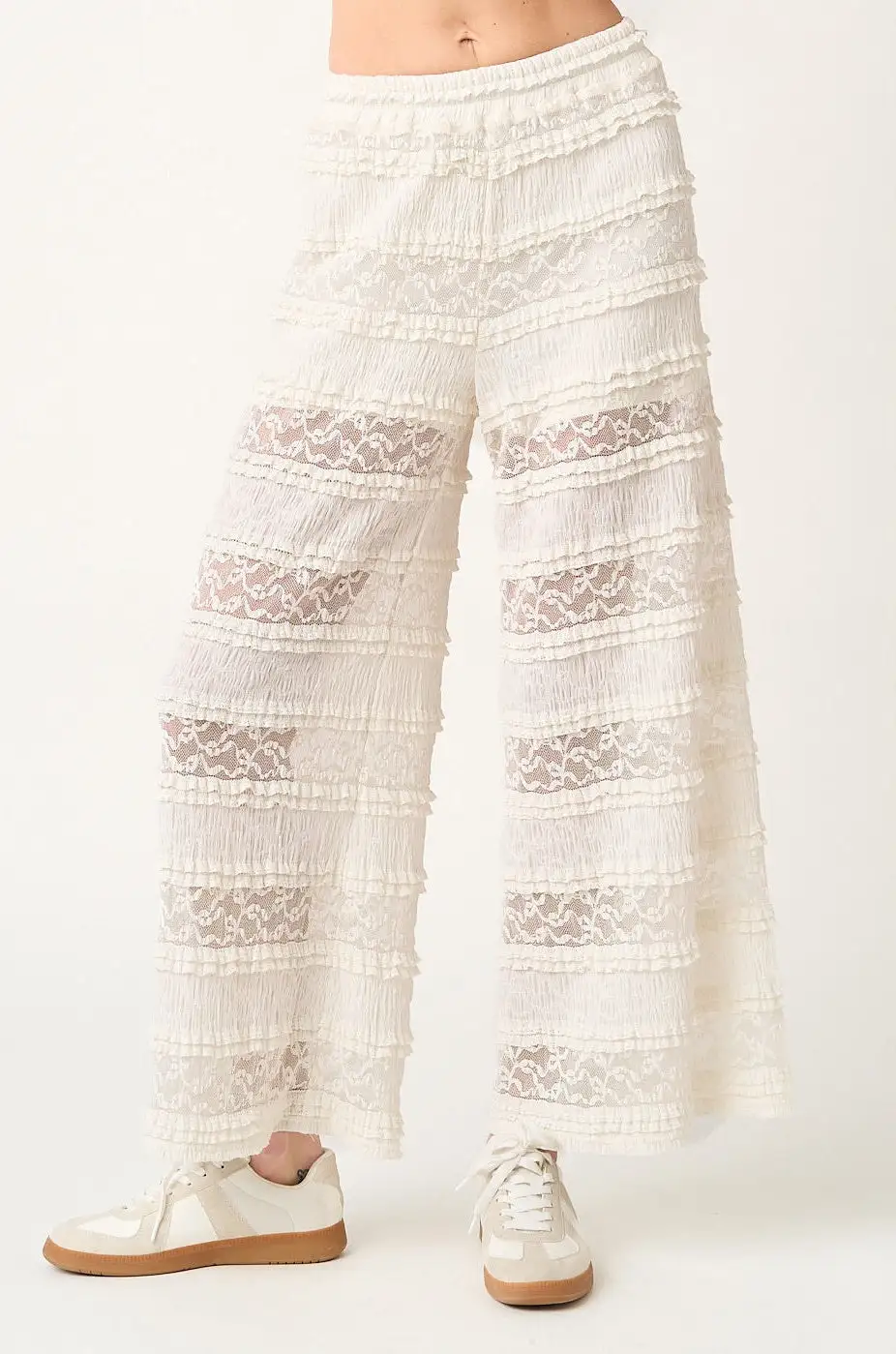 Ruffle Lace Wide Leg Pants