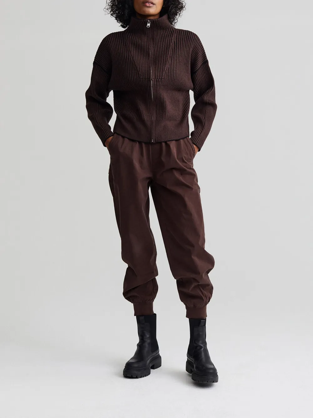 Zip-Through Rib Knit