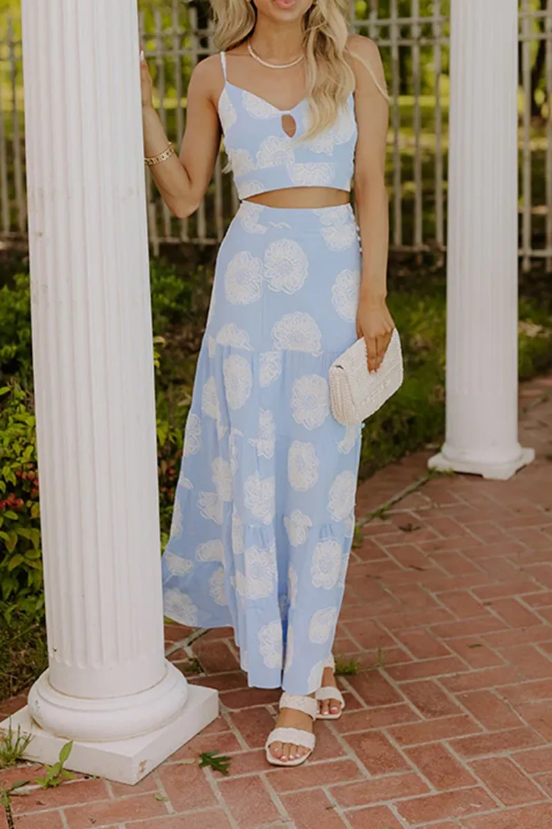 French Cotton Art Floral Hollow Vest