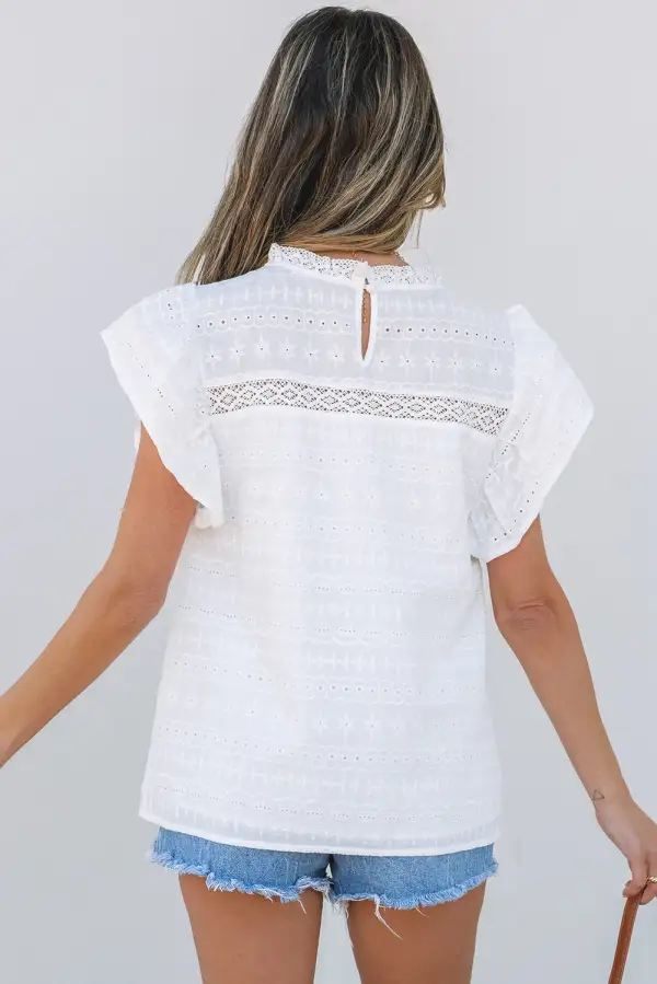Everyday Lace Trim Blouse