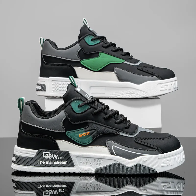 Men's Color-Block PVC Sneakers Fall New Breathable Casual Shoes Lightweight Versatile Comfortable Retro Agam Shoes