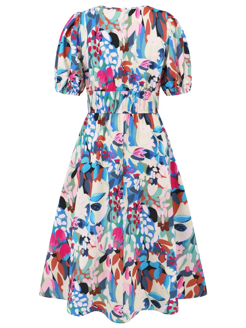 Boho Chic  Ruched Printed Surplice Short Sleeve Dress