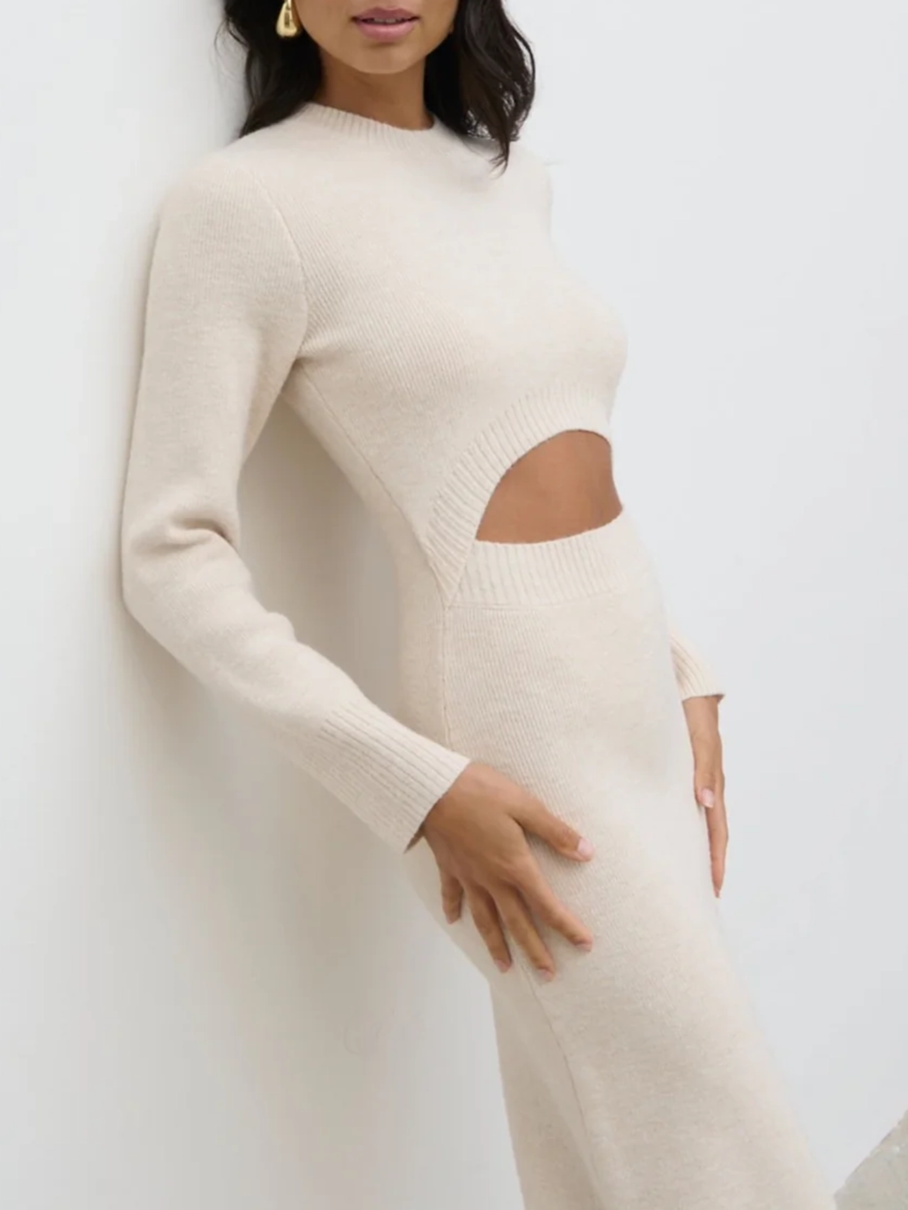 Cut Out Knit Midi Dress