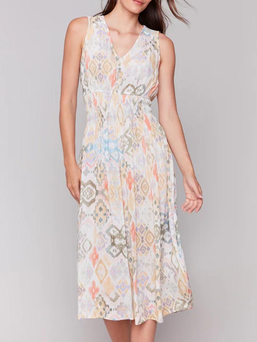 Fashionable And Elegant Design Sleeveless V-Neck Dress