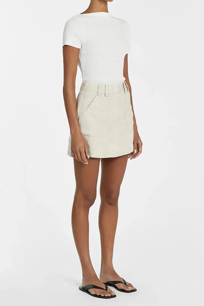 NATURAL LINEN SKORT