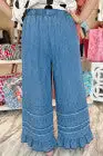 Ruffled Hem Wide Leg Pants
