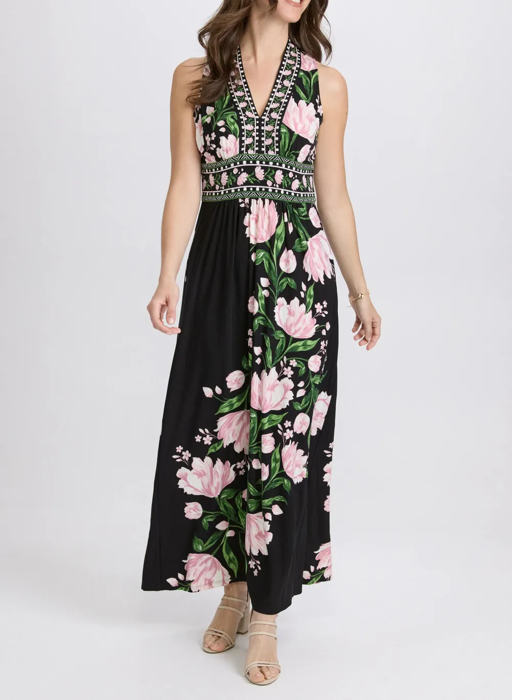 Retro Floral Print Long Dress
